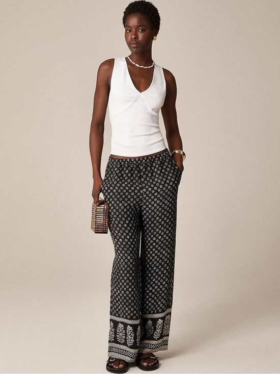 J. Crew Pants - J. Crew Black and White Wide-Leg Printed Pants